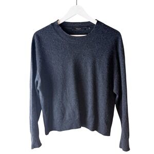 DSTLD Women's Dark Charcoal 100% Cashmere Crew Neck Sweater Made in Italy XS